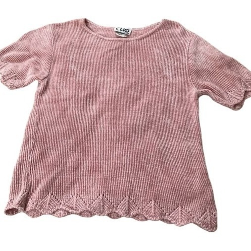 CLIO PETITES Pink‎ Short Sleeve Sweater Top Petite Med